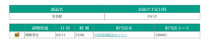 ヤマトの荷物確認